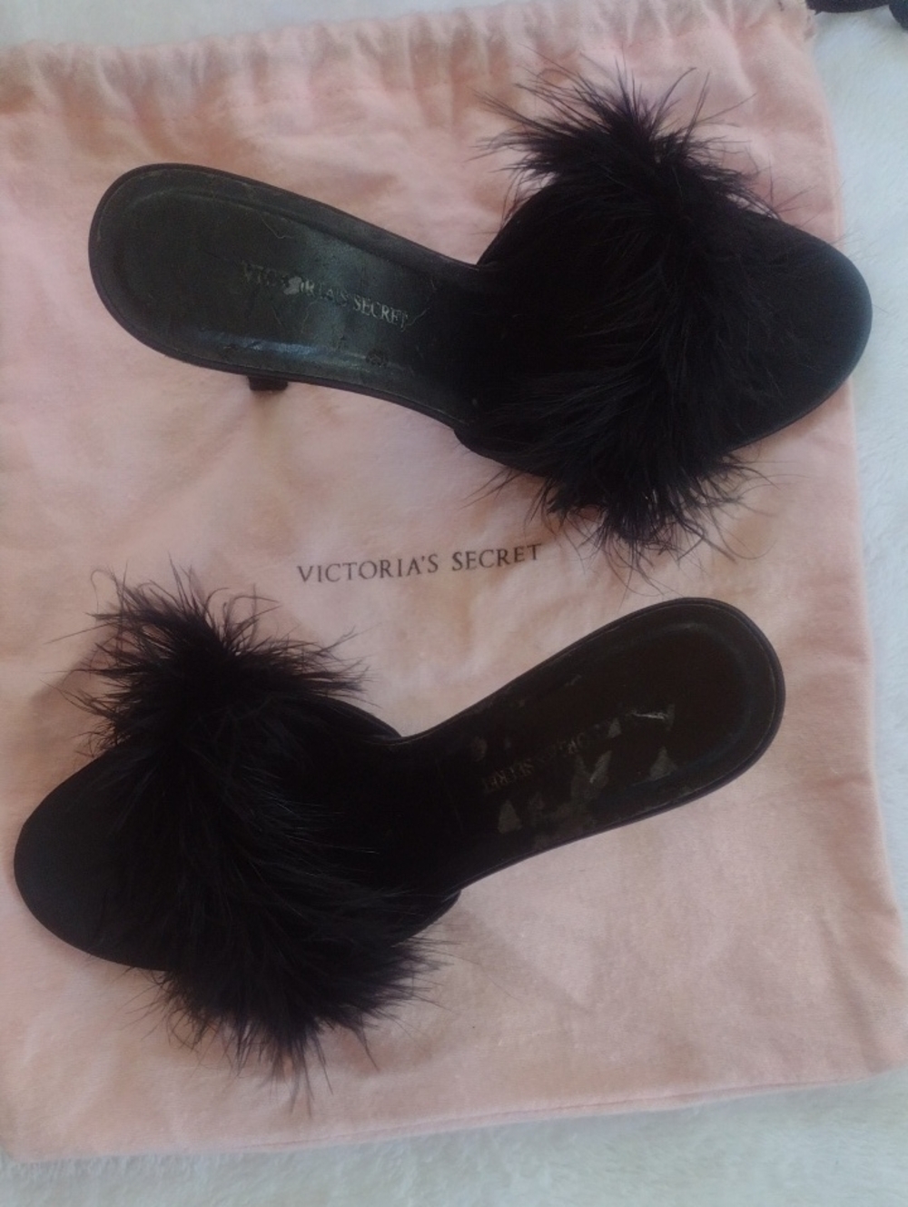 Victoria's Secret Black Feather Slide Mules